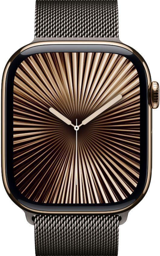 Apple Watch Series 10 (Cellular + GPS) - 64GB - Gold Titanium Case with Slate Milanese Loop Band