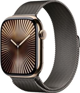 Apple Watch Series 10 (Cellular + GPS) - 64GB - Gold Titanium Case with Slate Milanese Loop Band