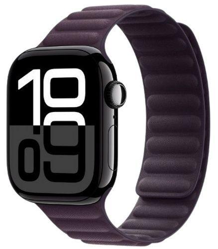 Apple Watch Series 10 (GPS) - 64GB - 46mm - Jet Black Aluminum Case with Blackberry Rubber Magnetic Link Band - One Size