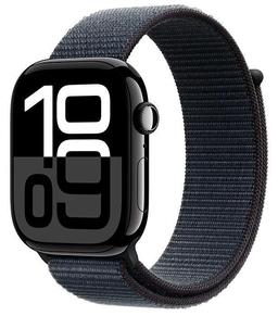 Apple Watch Series 10 (Cellular + GPS) - 64GB - 46mm - Jet Black Aluminum Case with Ink Rubber Sport Loop Band - One Size