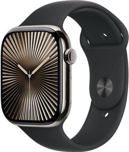 Apple Watch Series 10 (Cellular + GPS) - 64GB - Natural Titanium Case with Black Sport Band