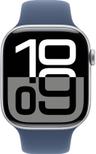 Apple Watch Series 10 (GPS) - 64GB - 46mm - Silver Aluminum Case with Denim Rubber Sport Band - Large Size