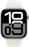 Apple Watch Series 10 (Cellular + GPS) - 64GB - 46mm - Silver Aluminum Case with Starlight Rubber Sport Band - One Size