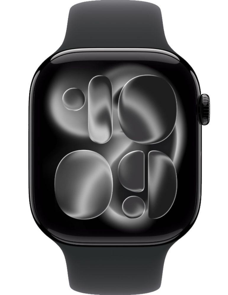 Apple Watch Series 11 (Cellular + GPS) - 64GB - 46mm - Jet Black Aluminum Case with Black Silicone Sport Band - M/L Size