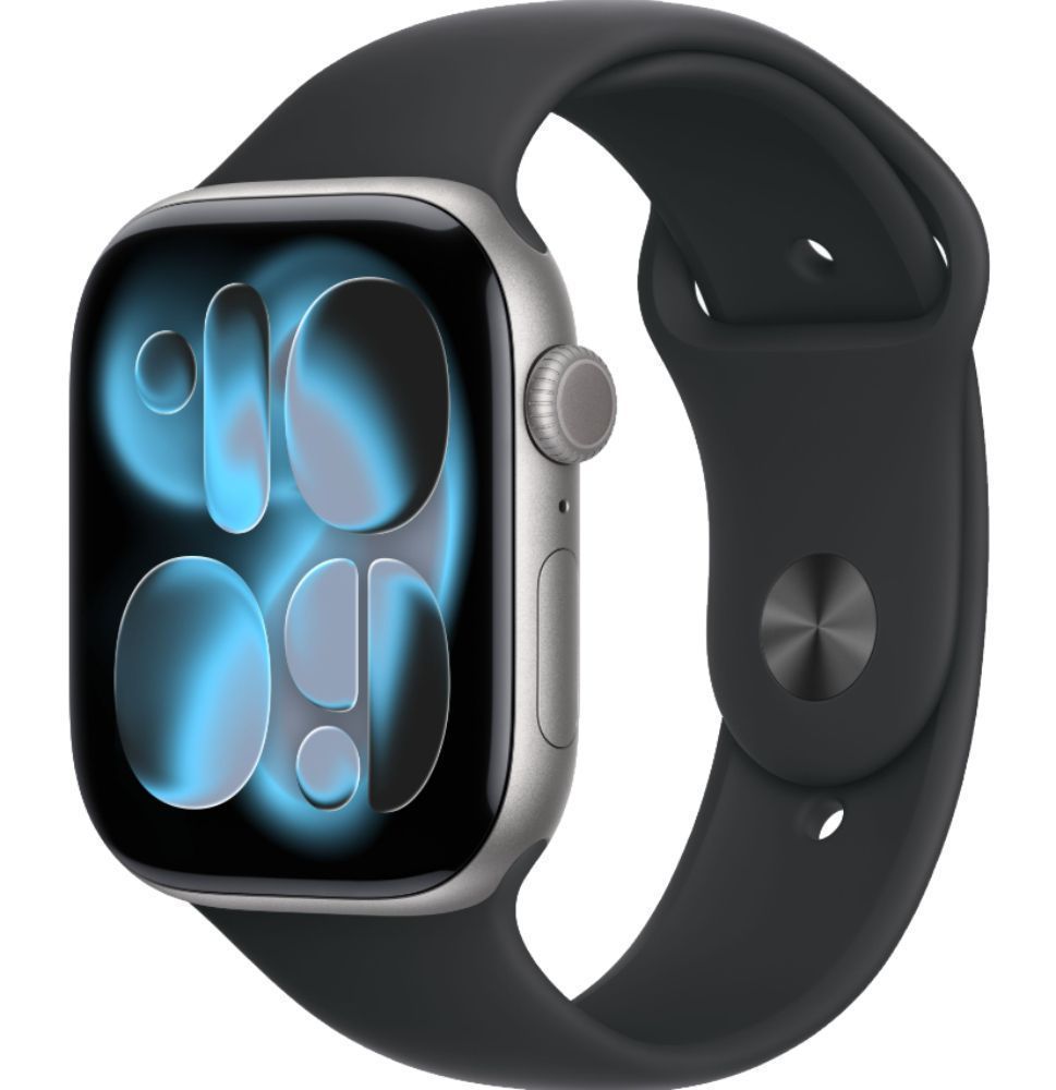 Apple Watch Series 11 (GPS) - 64GB - 42mm - Space Grey Aluminum Case with Black Silicone Sport Band - S/M Size