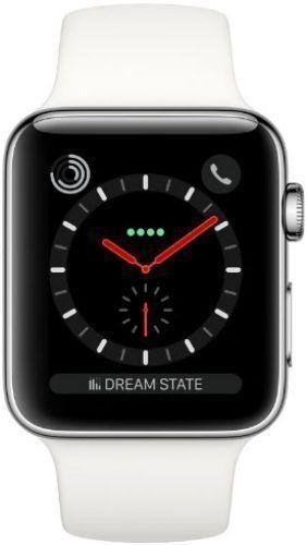 Apple Watch Series 3 (Cellular + GPS) - 16GB - 42mm - Silver Stainless Steel Case with White Rubber Sport Band