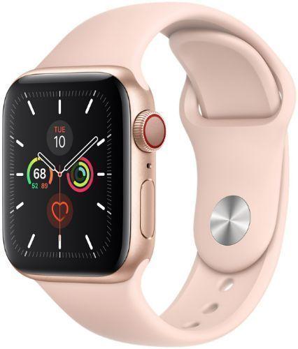 Apple Watch Series 5 (Cellular + GPS) - 32GB - 40mm - Gold Aluminum Case with Pink Sand Rubber Sport Band
