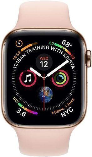 Apple Watch Series 5 (Cellular + GPS) - 32GB - 40mm - Gold Stainless Steel Case with Pink Sand Rubber Sport Band