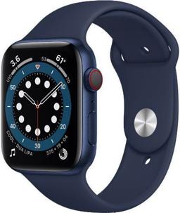 Apple Watch Series 6 (Cellular + GPS) - 32GB - 44mm - Blue Aluminum Case with Deep Navy Rubber Sport Band