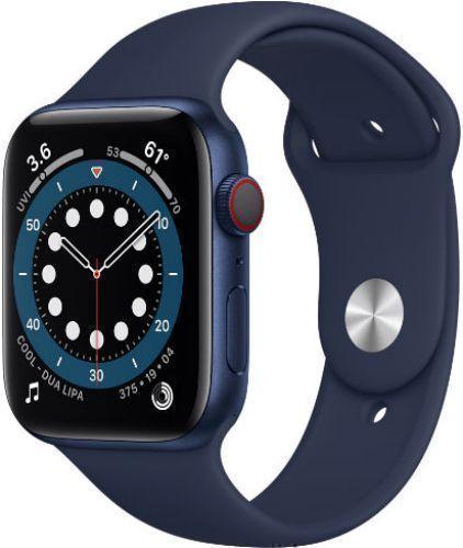 Apple Watch Series 6 (Cellular + GPS) - 32GB - 44mm - Blue Aluminum Case with Deep Navy Rubber Sport Band
