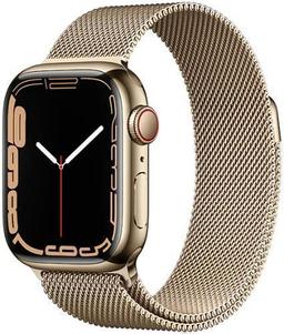 Apple Watch Series 7 (Cellular + GPS) - 32GB - 45mm - Gold Stainless Steel Case with Gold Stainless Steel Milanese Loop Band