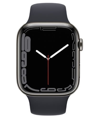 Apple Watch Series 7 (Cellular + GPS) - 32GB - 45mm - Graphite Stainless Steel Case with Midnight Rubber Sport Band