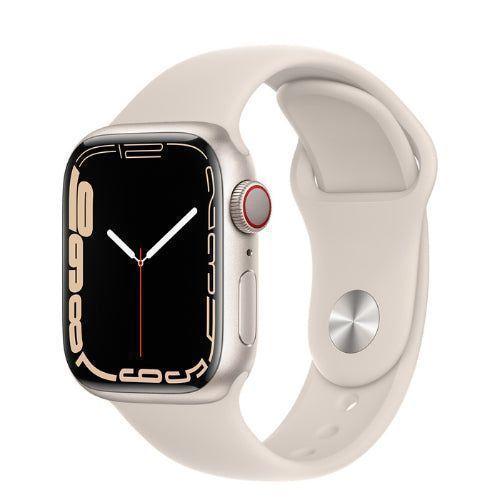 Apple Watch Series 7 (Cellular + GPS) - 32GB - 45mm - Starlight Aluminum Case with Starlight Rubber Sport Band