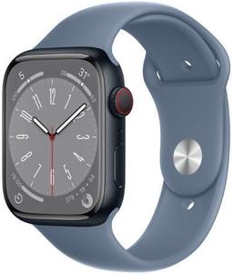 Apple Watch Series 8 (GPS) - 32GB - 45mm - Midnight Aluminum Case with Slate Blue Rubber Sport Band