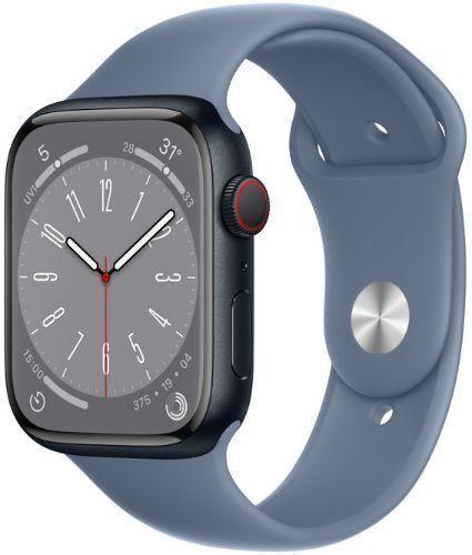Apple Watch Series 8 (GPS) - 32GB - 45mm - Midnight Aluminum Case with Slate Blue Rubber Sport Band