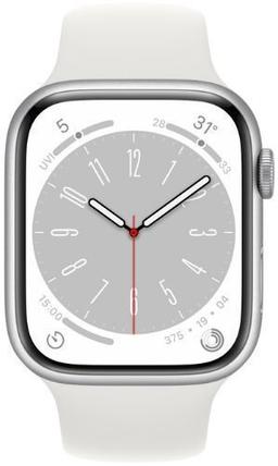 Apple Watch Series 8 (Cellular + GPS) - 32GB - 41mm - Silver Aluminum Case with White Rubber Sport Band