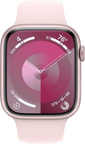 Apple Watch Series 9 (GPS) - 64GB - 45mm - Pink Aluminum Case with Light Pink Rubber Sport Band - Medium/Large Size