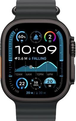 Apple Watch Ultra 2 (Cellular + GPS) - 64GB - 49mm - Black Titanium Case with Black Rubber Ocean Band - Large Size