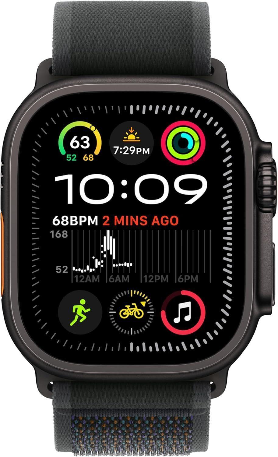 Apple Watch Ultra 2 (Cellular + GPS) - 64GB - 49mm - Black Titanium Case with Black Textile Trail Loop Band - M/L Size