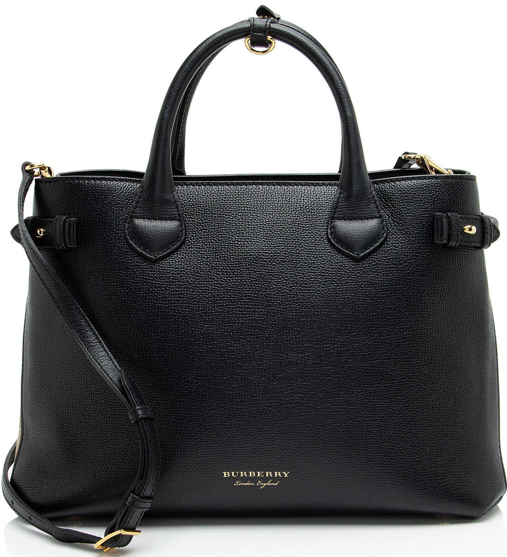 Burberry House Check Leather Banner Medium Tote