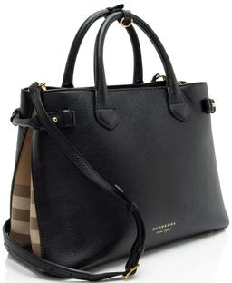 Burberry House Check Leather Banner Medium Tote