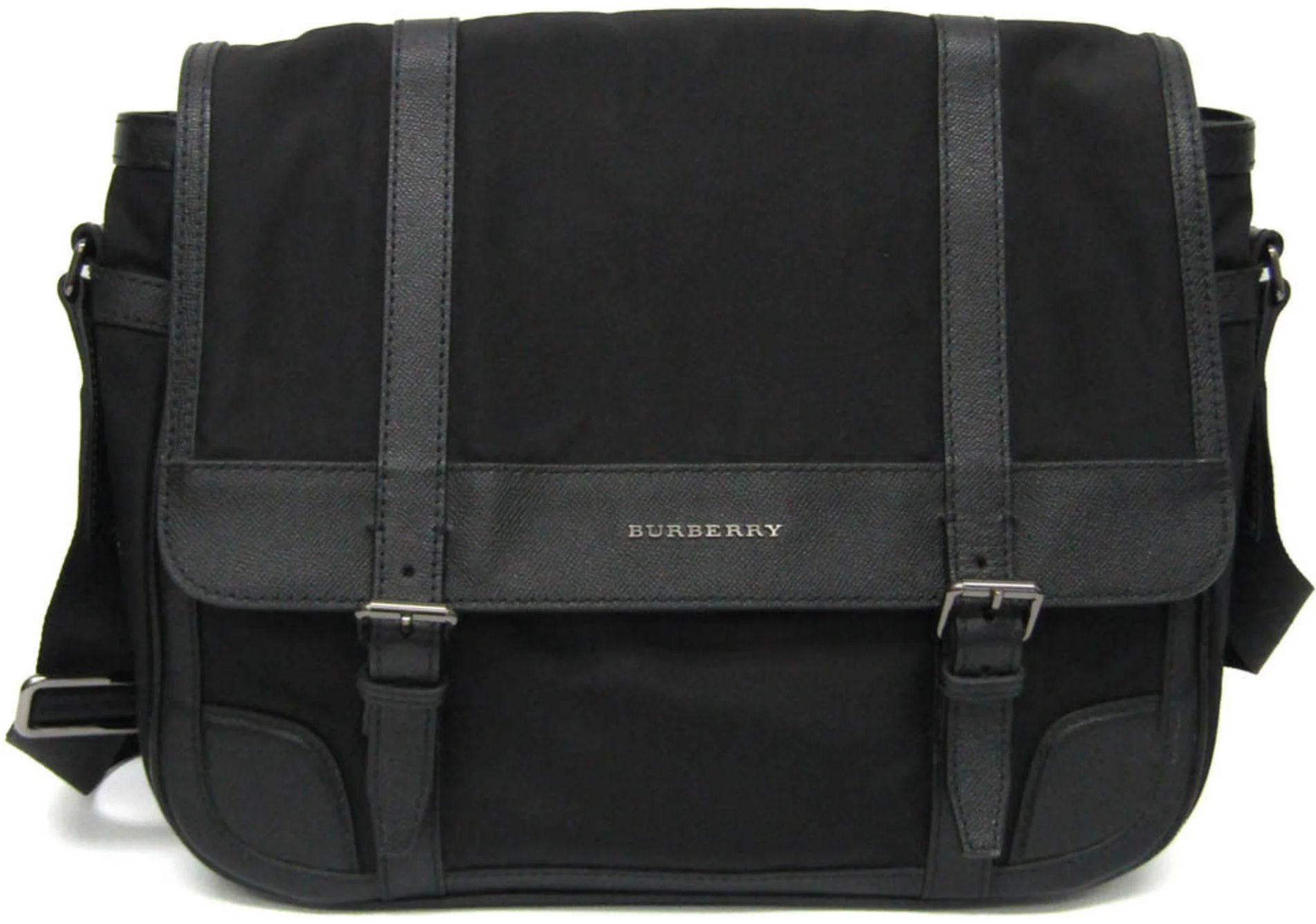 Burberry Leather Nylon Canvas Shoulder Bag