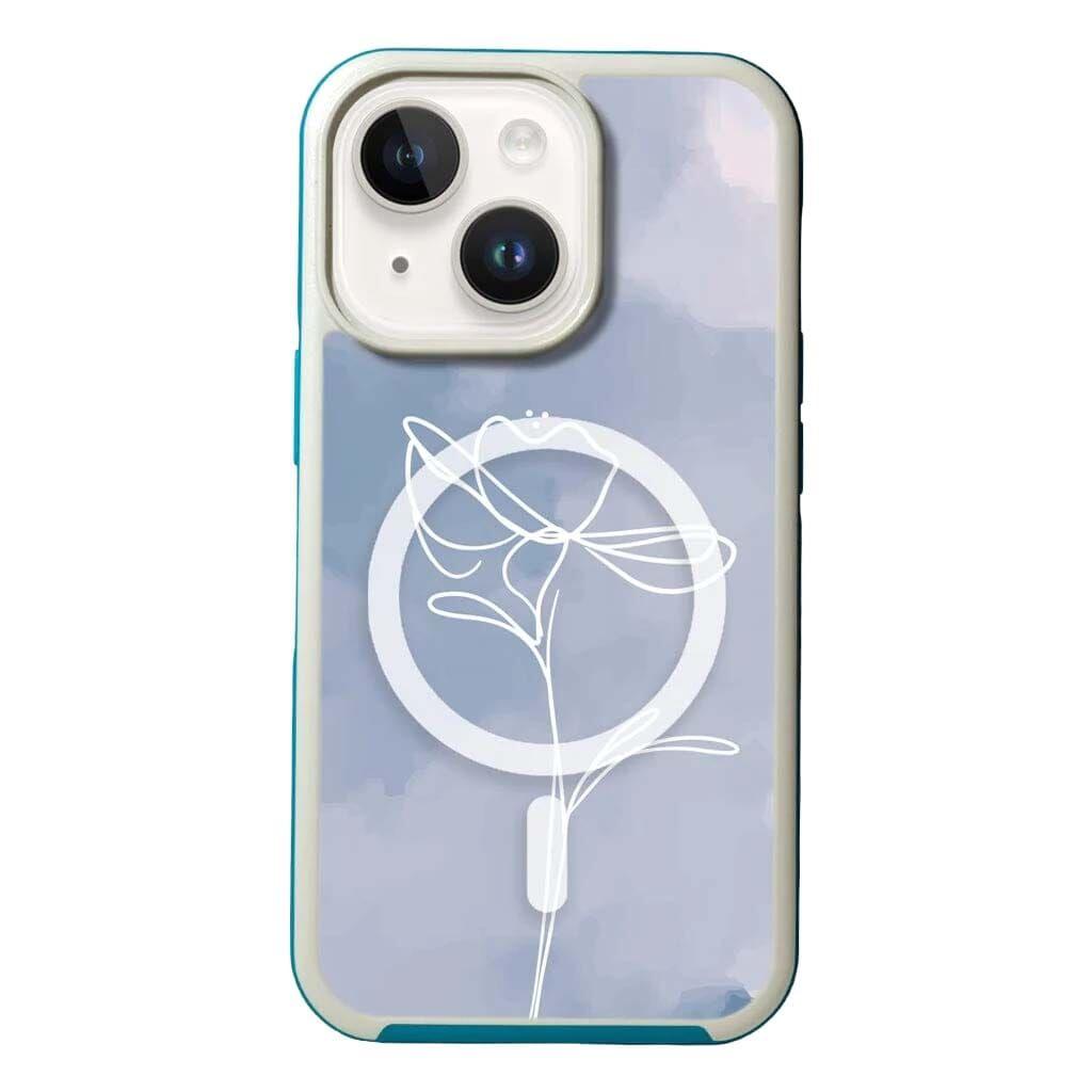 Caseco Blue Flower MagSafe Phone Case for iPhone 13 - Blue (Grip)