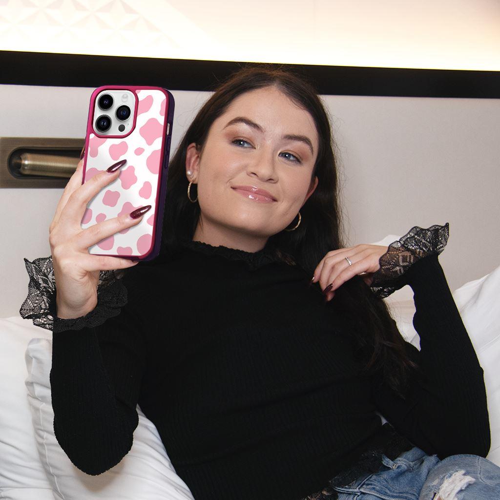 Caseco MagSafe iPhone 14 Pink Cow Print Case