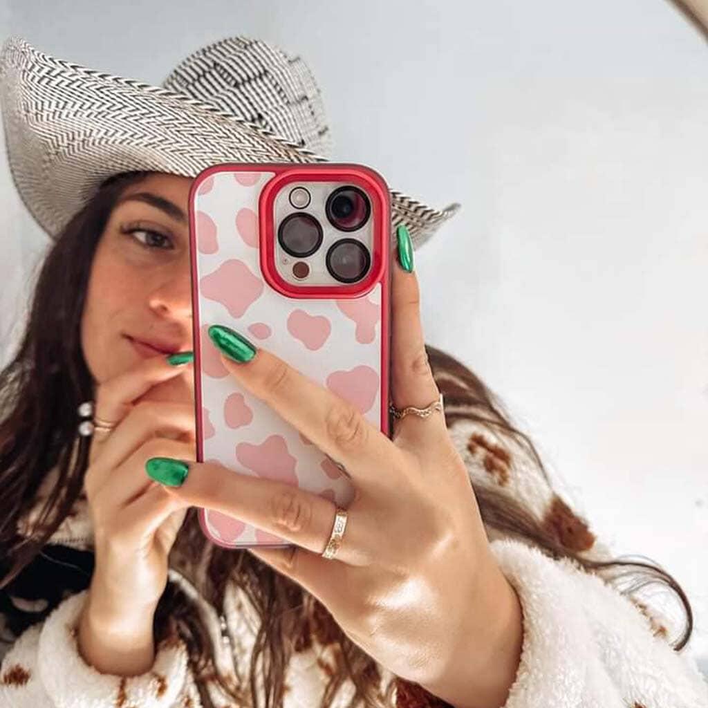 Caseco MagSafe iPhone 14 Pink Cow Print Case