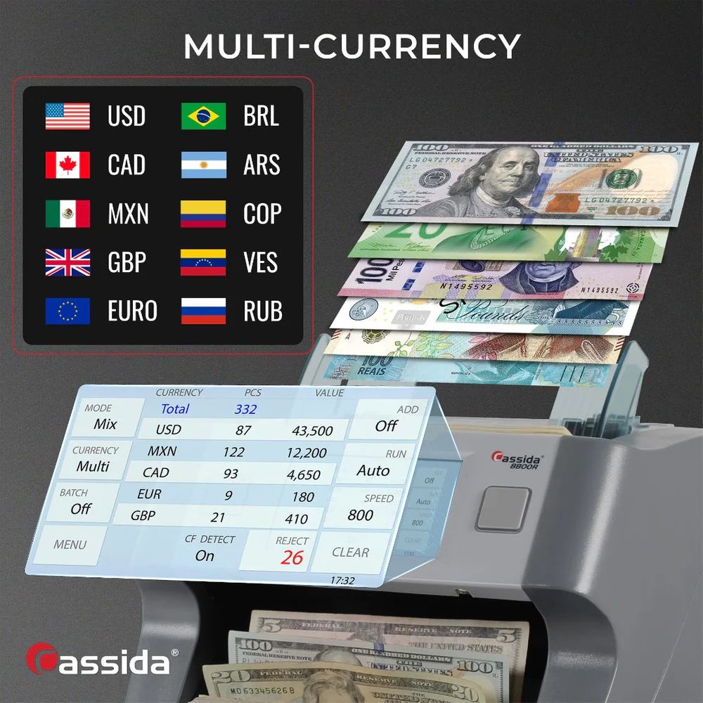 Cassida 8800R V2 Mixed Bill Counter - Gray