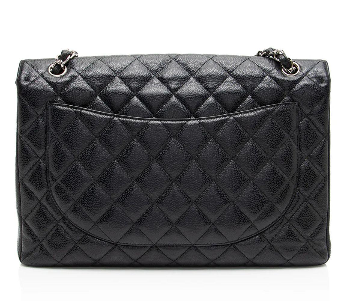 Refurbished Chanel Caviar Leather Classic Maxi Single Flap Bag - Reebelo Canada