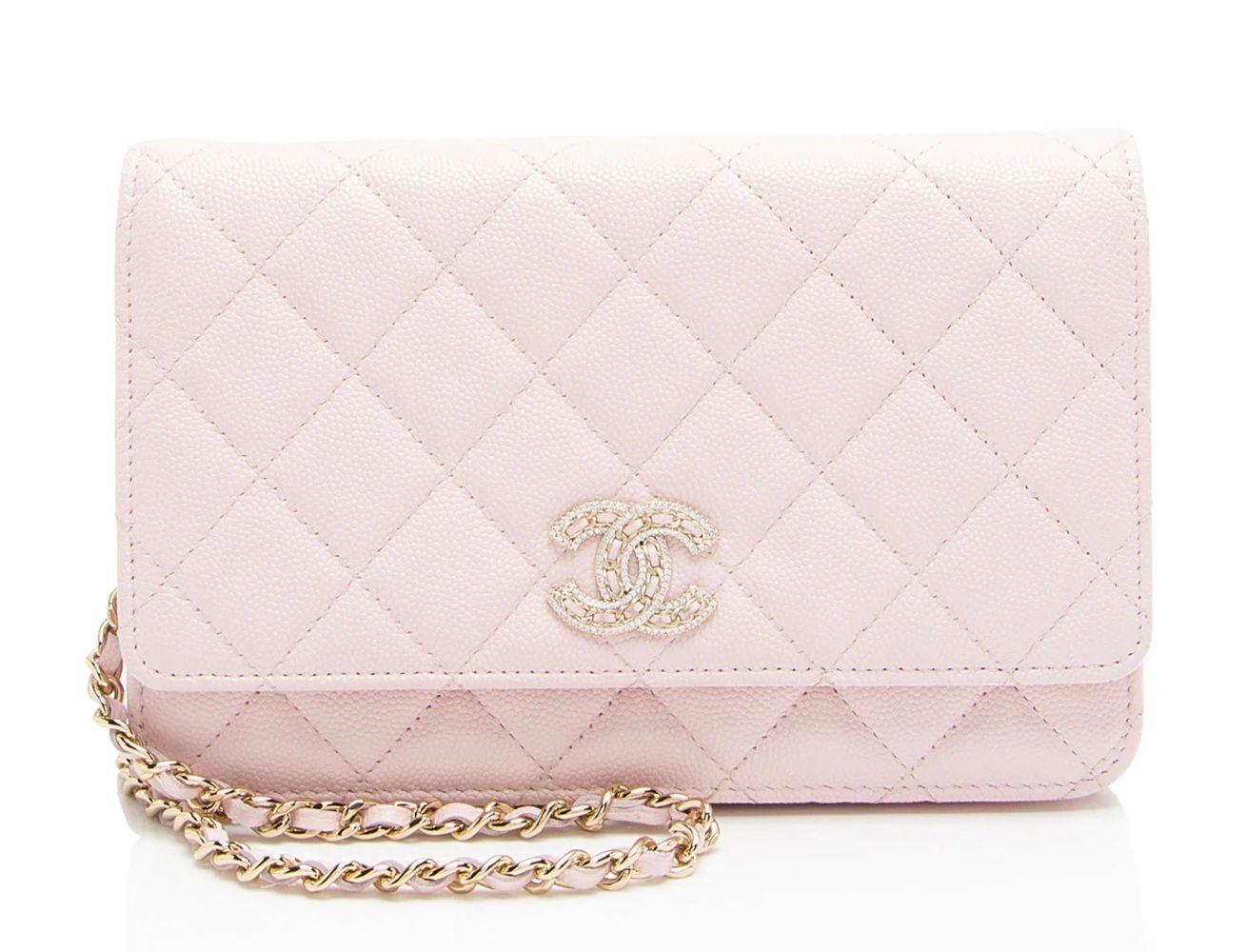 Chanel Caviar Leather Crystal CC Wallet on Chain