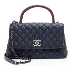 Chanel Caviar Leather Lizard Coco Small Top Handle