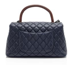 Chanel Caviar Leather Lizard Coco Small Top Handle