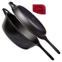 Cuisinel 2in1 Cast Iron Skillet with Lid 10"