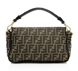 Fendi Zucca Calfskin Baguette Shoulder Bag
