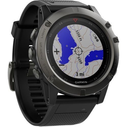 Garmin Fenix 5X Smartwatch - 12GB - 30.5mm - Slate Grey Stainless Steel Case with Black Silicone Silicone Band