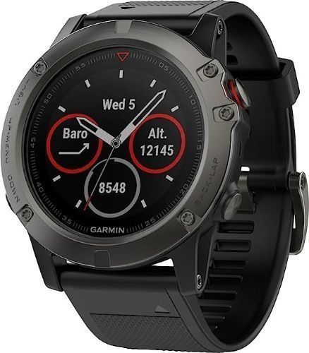 Garmin Fenix 5X Smartwatch - 12GB - 30.5mm - Slate Grey Stainless Steel Case with Black Silicone Silicone Band