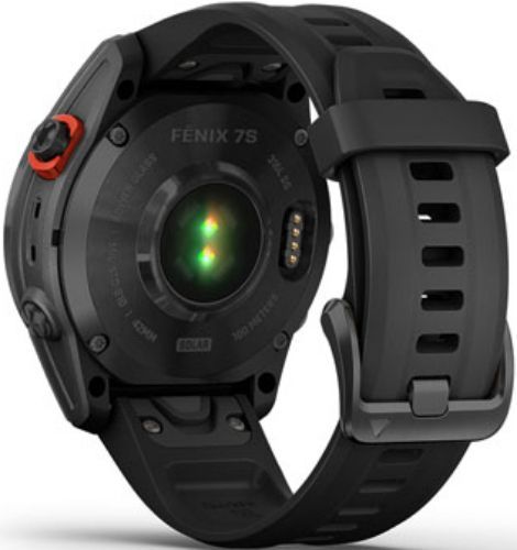 Garmin Fenix 7S Smartwatch - 16GB - 42mm - Slate Gray Solar Edition (Polymer) Case with Black Silicone Silicone Band