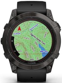 Garmin Fenix 7X Pro Smartwatch - 32GB - 51MM - Carbon Gray DLC Sapphire Solar Edition (Polymer Titanium) Case with Black Silicone Band Silicone