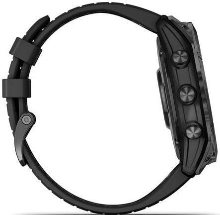 Garmin Fenix 7X Pro Smartwatch - 32GB - 51MM - Carbon Gray DLC Sapphire Solar Edition (Polymer Titanium) Case with Black Silicone Band Silicone