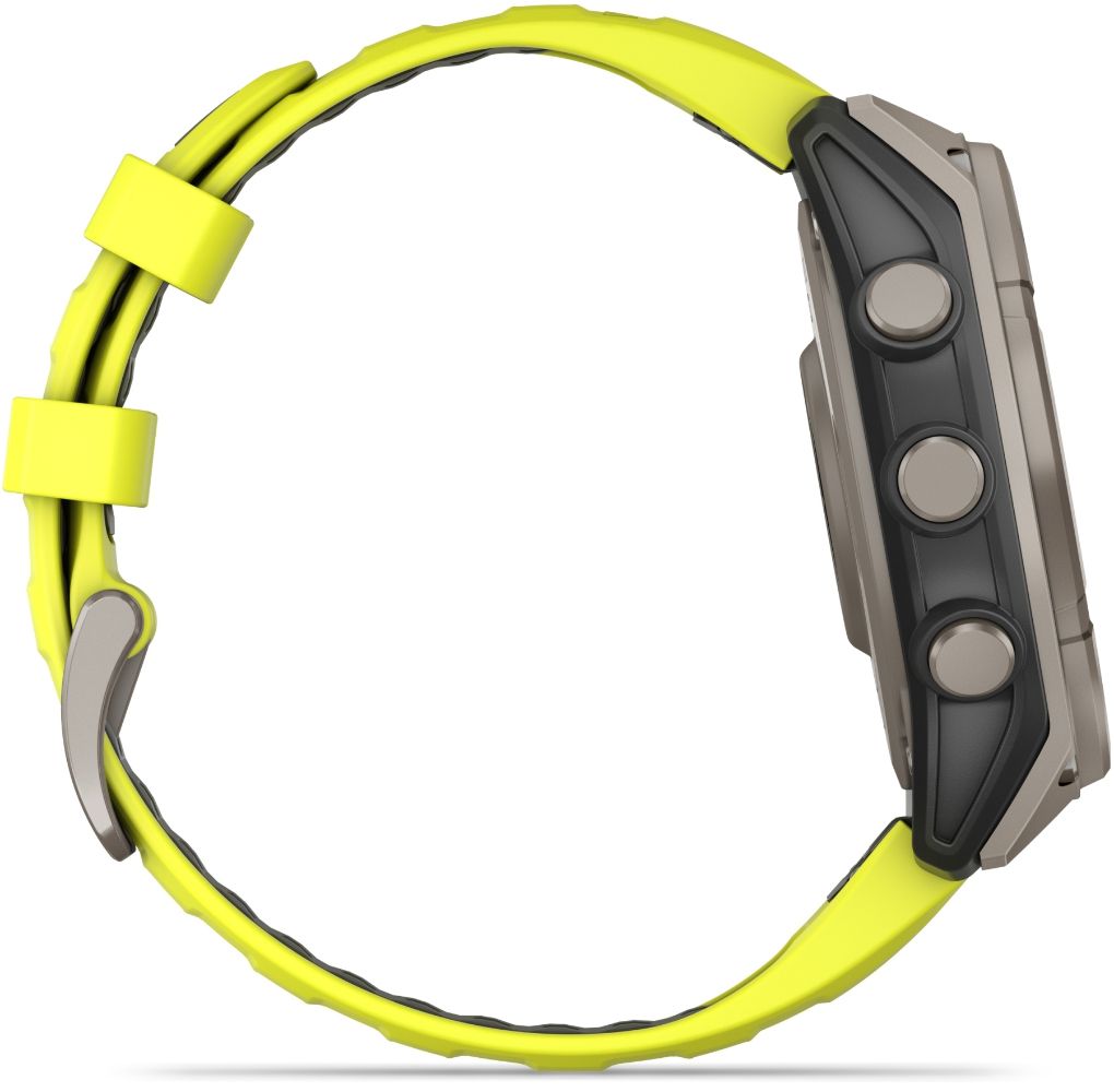 Garmin Fenix 8 Smartwatch - 32GB - 47mm - Titanium Solar Edition (Polymer) Case with Amp Yellow/Graphite Silicone Silicone Band