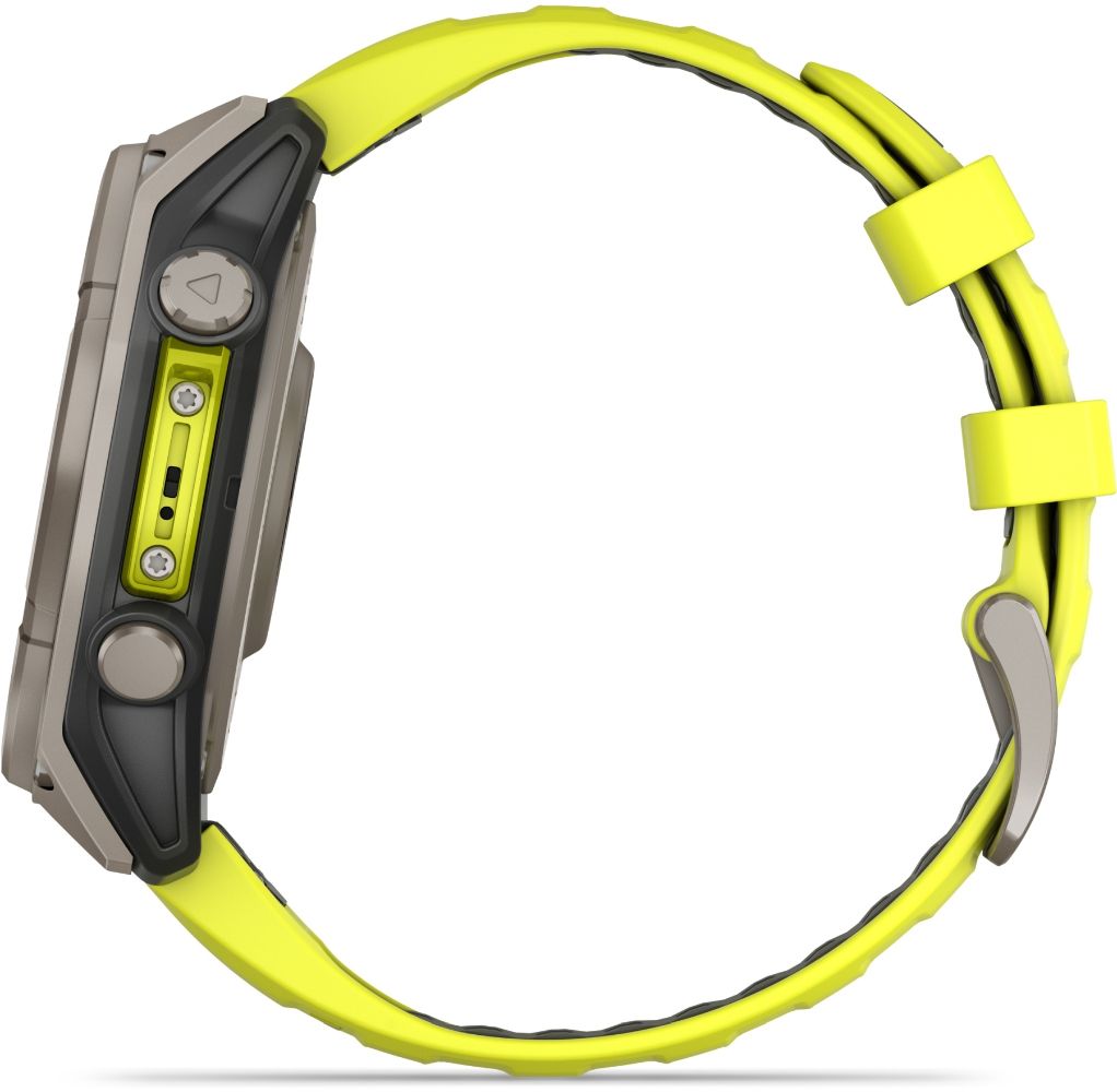 Garmin Fenix 8 Smartwatch - 32GB - 47mm - Titanium Solar Edition (Polymer) Case with Amp Yellow/Graphite Silicone Silicone Band