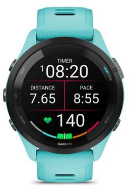 Garmin Forerunner 265 Smartwatch - 8GB - 46mm - Aqua Fiber-reinforced Polymer Case with Aqua Silicone Quick Release Band