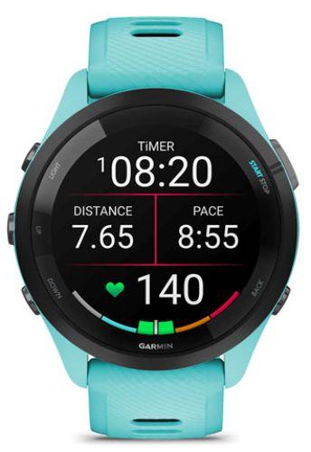 Garmin Forerunner 265 Smartwatch - 8GB - 46mm - Aqua Fiber-reinforced Polymer Case with Aqua Silicone Quick Release Band