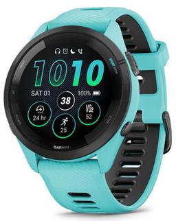 Garmin Forerunner 265 Smartwatch - 8GB - 46mm - Aqua Fiber-reinforced Polymer Case with Aqua Silicone Quick Release Band