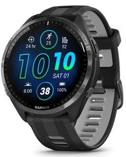 Garmin Forerunner 965 Smartwatch - 35.4mm - Black Titanium Case with Black Silicone Silicone Band