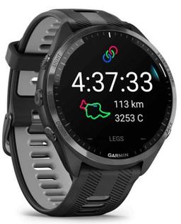Garmin Forerunner 965 Smartwatch - 35.4mm - Black Titanium Case with Black Silicone Silicone Band