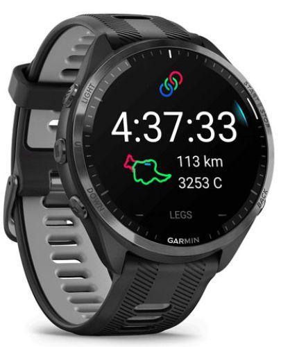 Garmin Forerunner 965 Smartwatch - 35.4mm - Black Titanium Case with Black Silicone Silicone Band