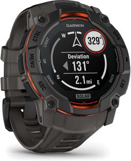 Garmin Instinct 3 Smartwatch - 128MB - 50mm - Black Solar Edition (Polymer) Case with Charcoal Silicone Silicone Band